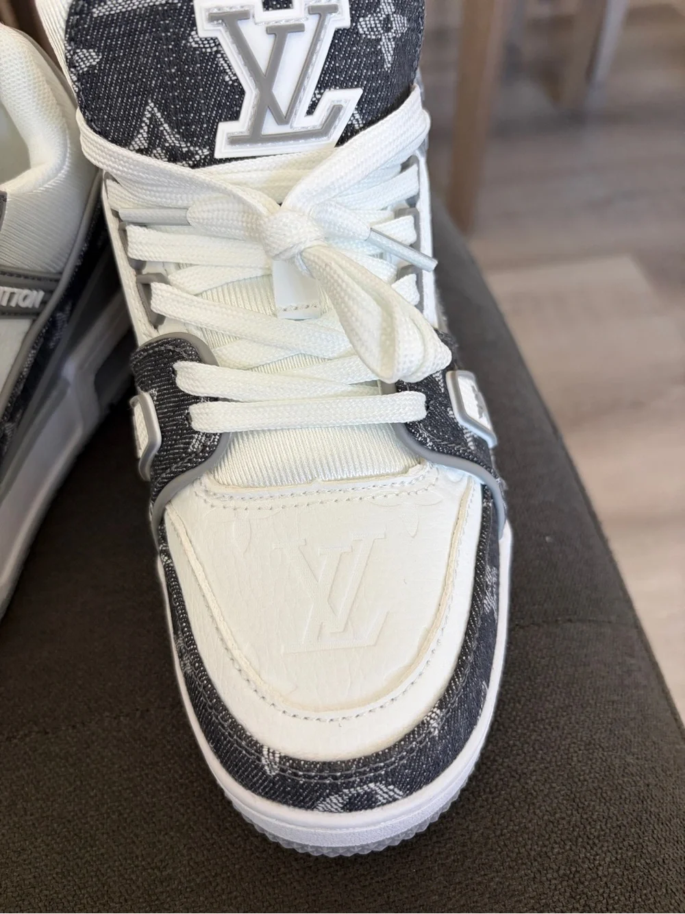 White and black sneakers